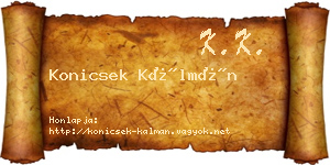 Konicsek Kálmán névjegykártya